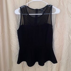 Black lace peplum shirt